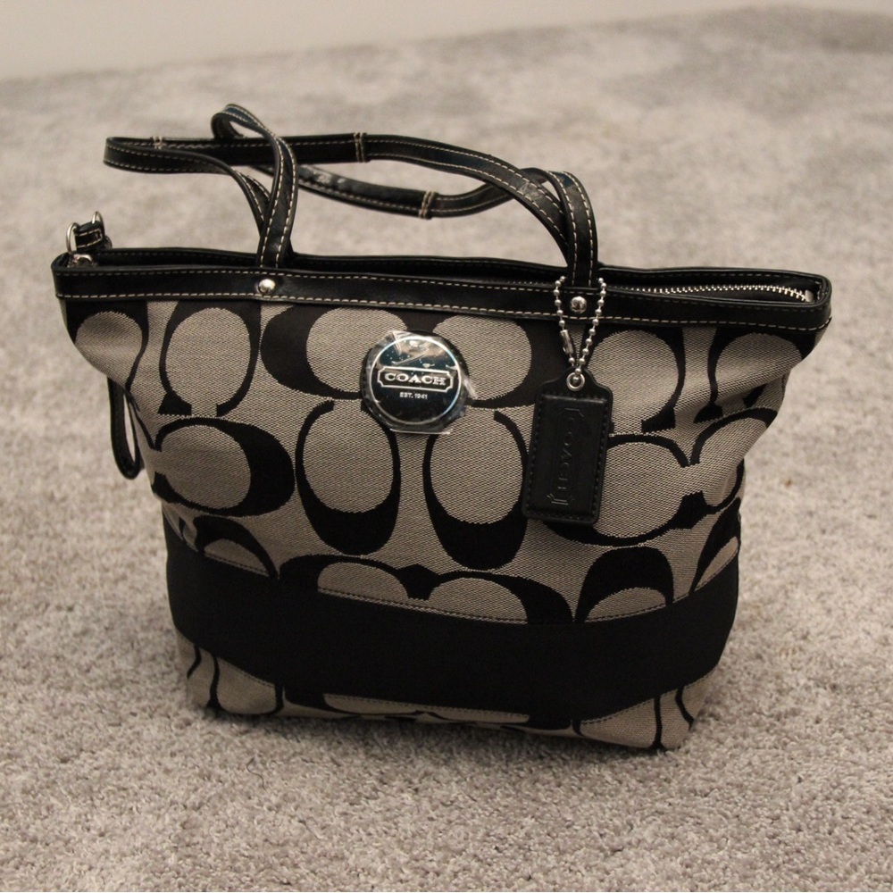 Coach Black and Gray Signature Tote Bag